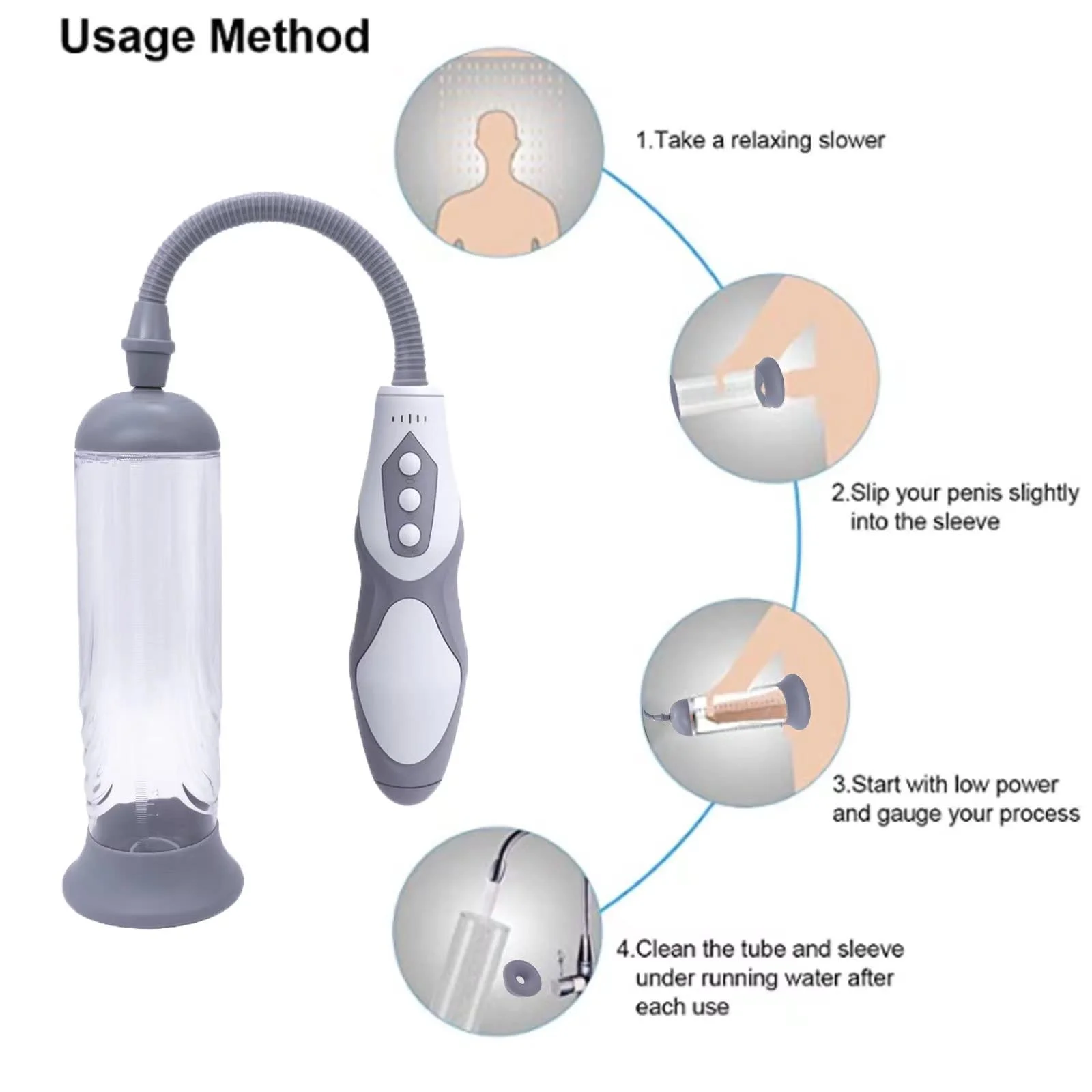 Electric Penis Vacum Pump Big Dick Erection Trainer Rechargeable Penis Enlargement Extend Pump Penis Enlarge Air Pressure Device