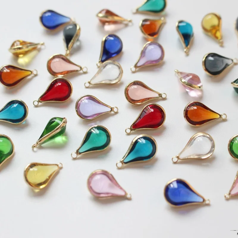 

14-каратное позолоченное подвеска-капля из хрустального стекла, подвески для браслета, подвеска для серег, аксессуары для изготовления ювелирных изделий