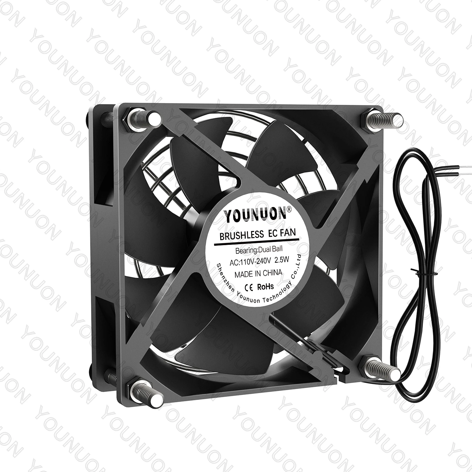 YOUNUON Dual Ball  92mm 9225 EC Brushless Fan AC 110V 115V 120V 220V 240V Axial Fan 92mm x 92mm x 25mm Comes with Srews/Grill