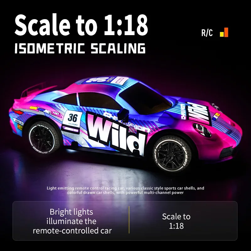 

1/18 RC Drift Racing Car Граффити Автомобиль Игрушечный 4-канальный высокоскоростной спортивный автомобиль с дистанционным управлением и подсветкой Детская игрушка Гоночная игра для мальчиков
