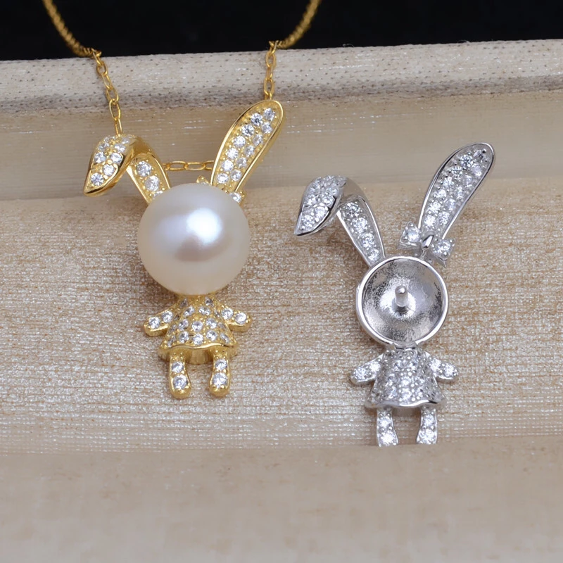 

Rabbit Exquisite Stylish 925 Sterling Silver Pendant Mounts Base Findings Settings Mountings Jewelry Fittings for 8-9mm Pearls