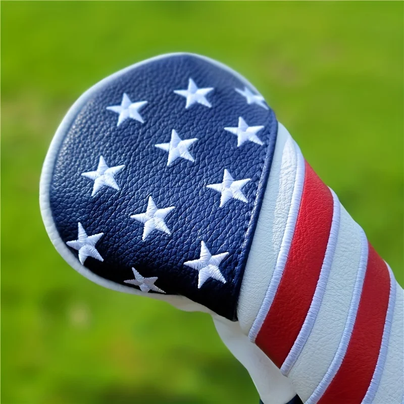 Golf club head cover set American Flag head cover fairway mixed wood cover leather cover for mixed fairway woods