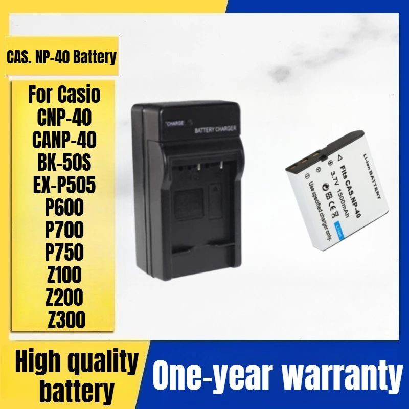 

CAS. NP-40 Camera Battery + Charger for Casio CNP-40 CANP-40 BK-50S EX-P505 P600 P700 P750 Z100 Z200 Z300 Battery 3.7V 1500mAh