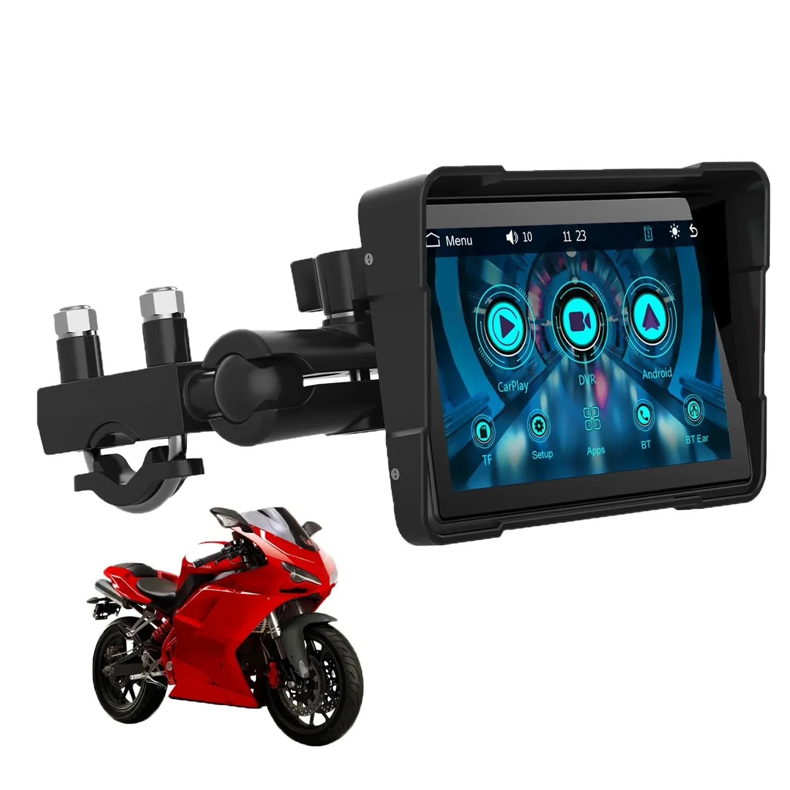 

M550/M552 5 Inch Motorcycle MP5 Player IPS 2.5D Touch Screen IP67 Waterproof, Wireless CarPlay/Android Auto,360° Rotation