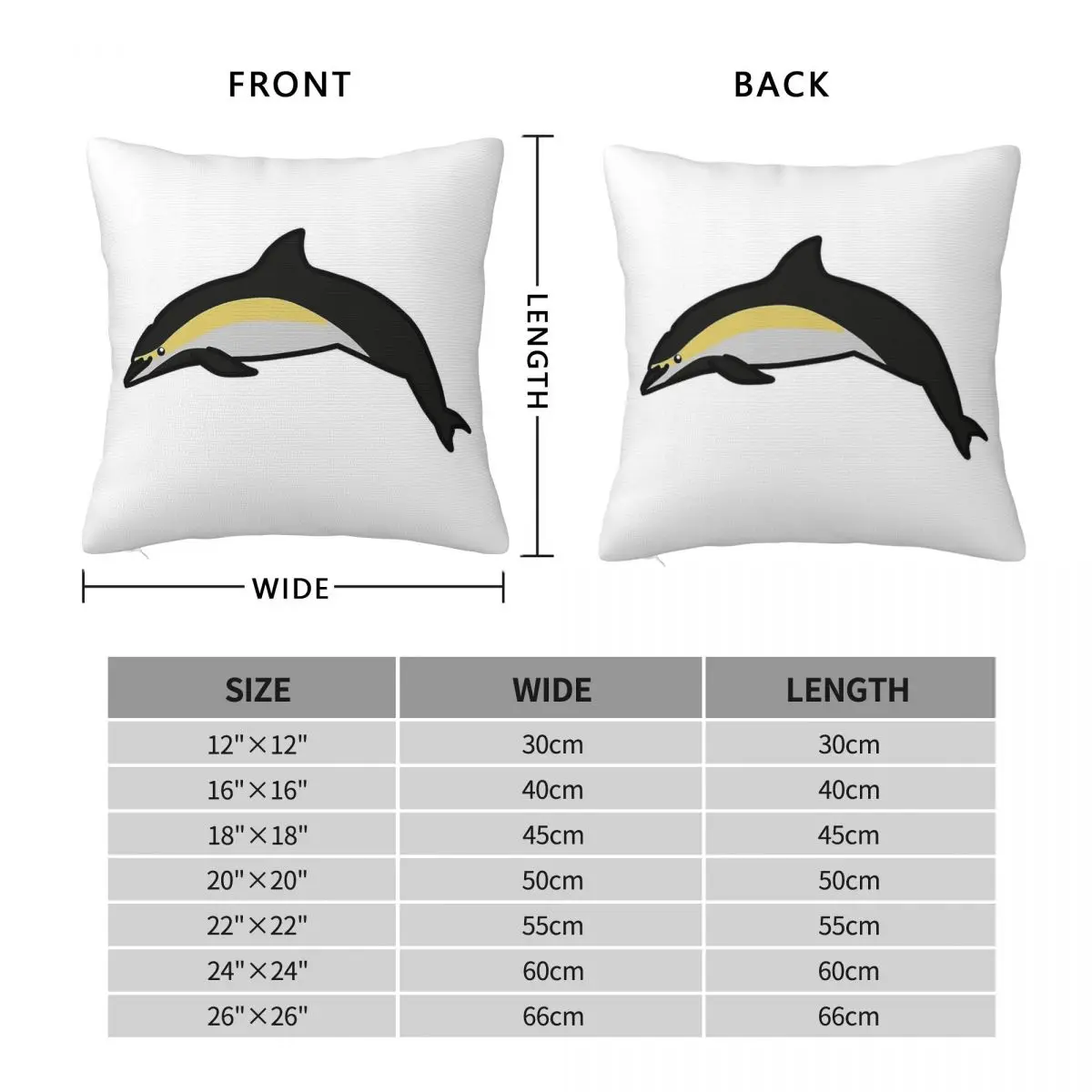 Short-beaked Common Dolphin Square Pillowcase Polyester Linen Velvet Creative Zip Decor Pillow Case Sofa Cushion Cover