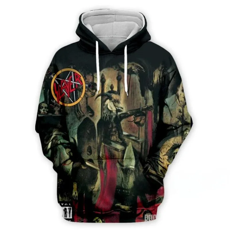 SLAYER ROCK Hoodies ผู้ชาย 3D พิมพ์ Hoodie ผู้ชายผู้หญิงเสื้อกันหนาว Casual ขนาดใหญ่ Hip Hop เสื้อผ้า Streetwear แฟชั่น Hoodie