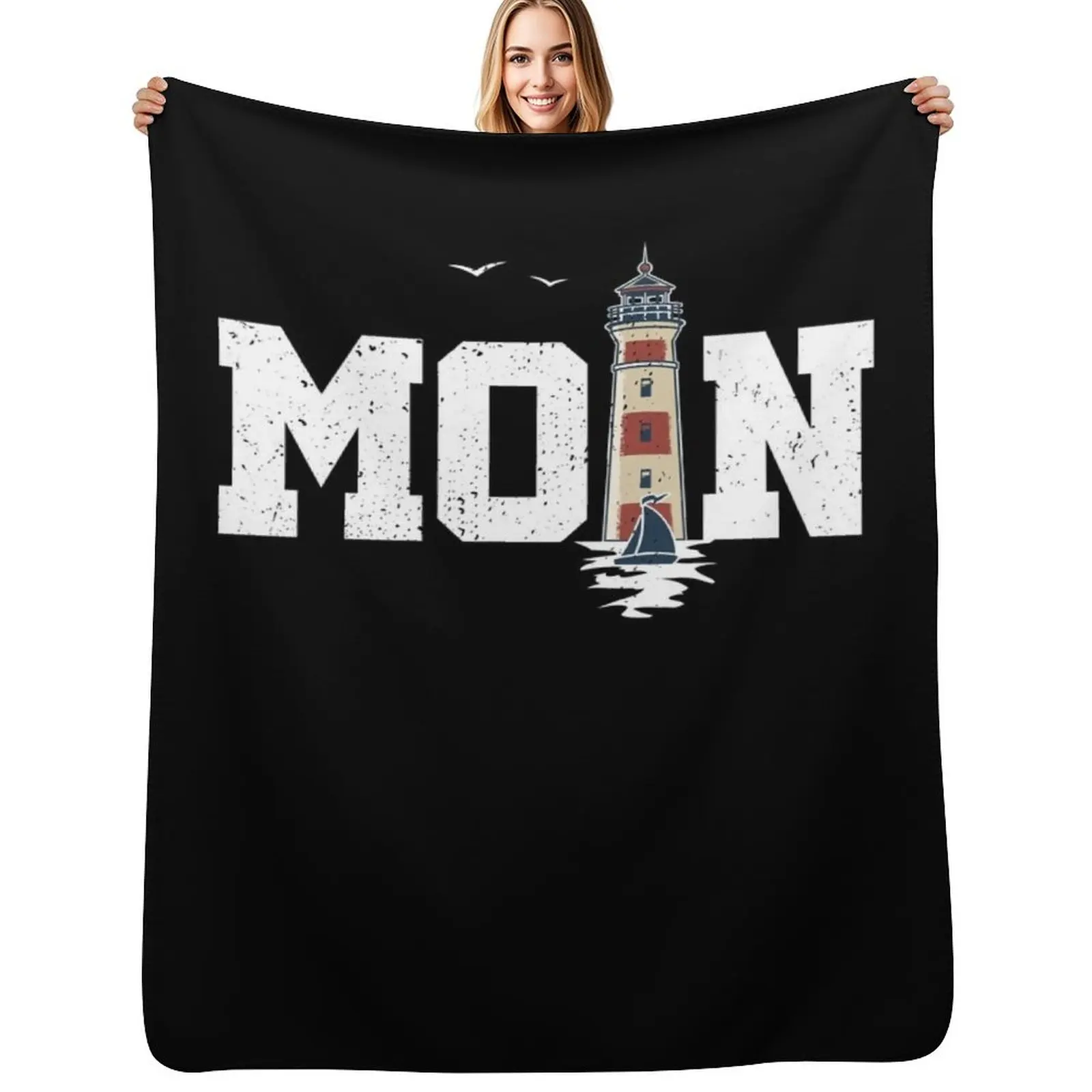 

Hello North Sea lighthouse & seagulls North Germany sea beach Throw Blanket Giant Sofa Retros Luxury Designer Blankets