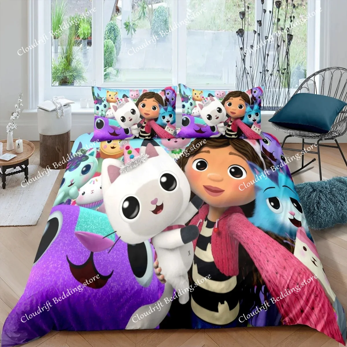 

Gabbys Doll house 3D Printed Duvet Case Pillowcase Bedding Set Twin Full King for Kids Adults Bedroom