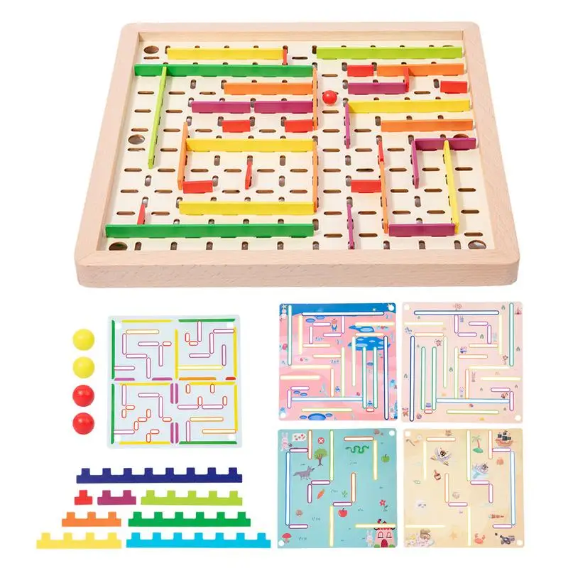 Wooden Ball Maze Game Disassembly Maze Game Table Maze Fine Motor Training Sensory Logic Balance Board Solitaire Game