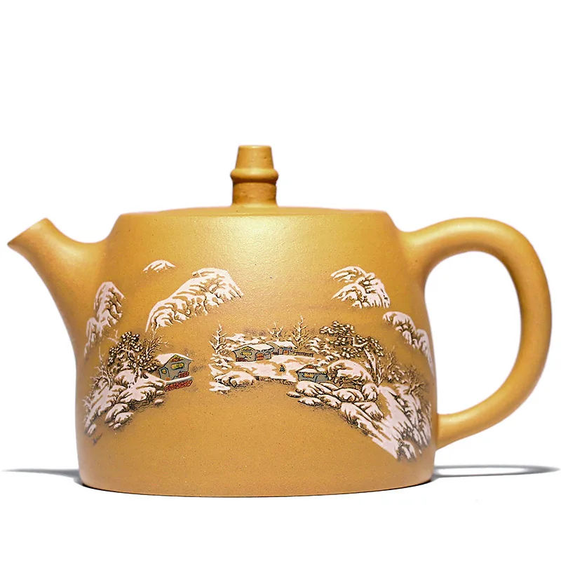 

Handmade Handmade Kung-Fu Drinkware, Mud Purple Clay Pot, All Hand-painted Handuo, Large Capacity Teapot, Zisha Yixing, 500ml