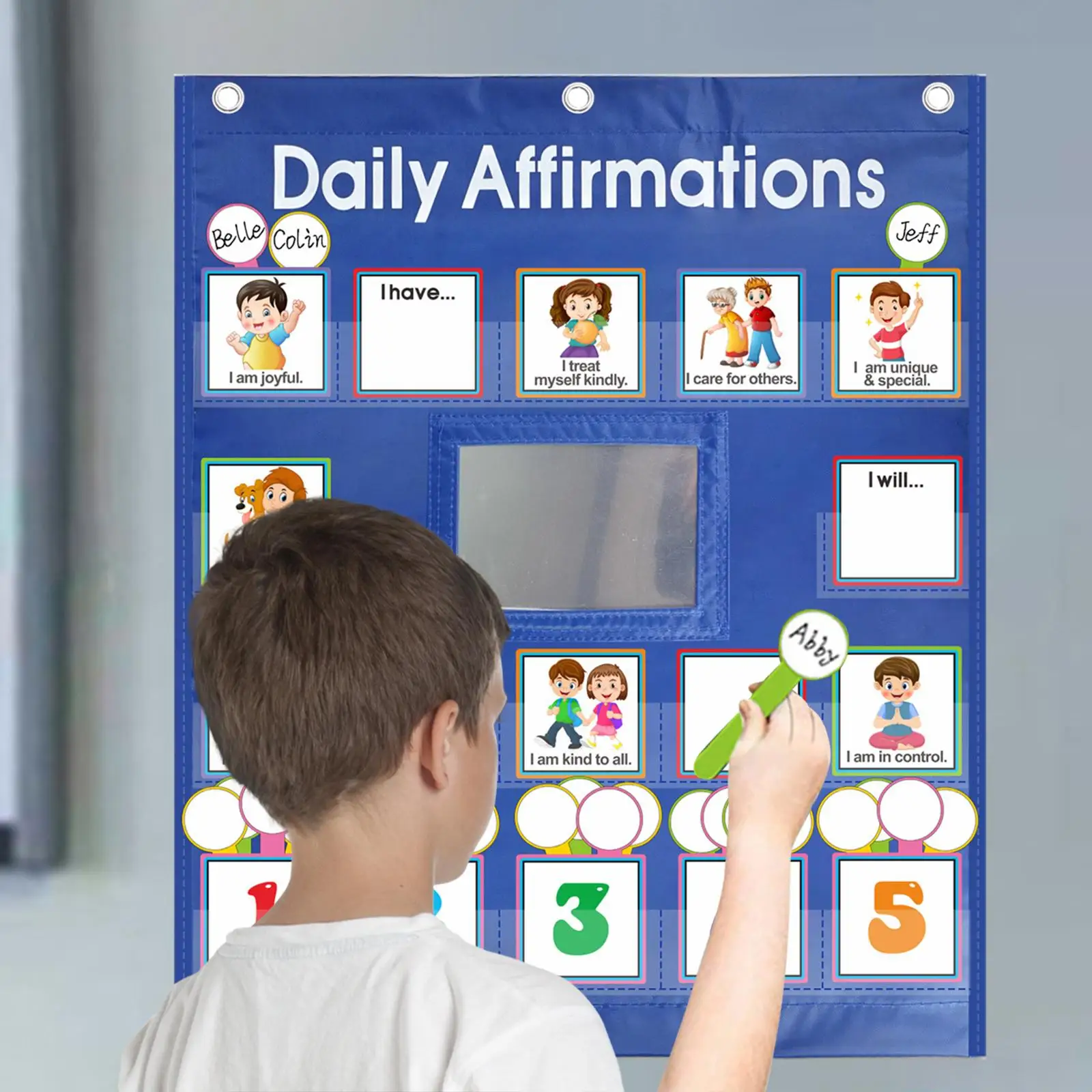 Educational Charts Daily Affirmations Pocket Chart for Office Home Preschool