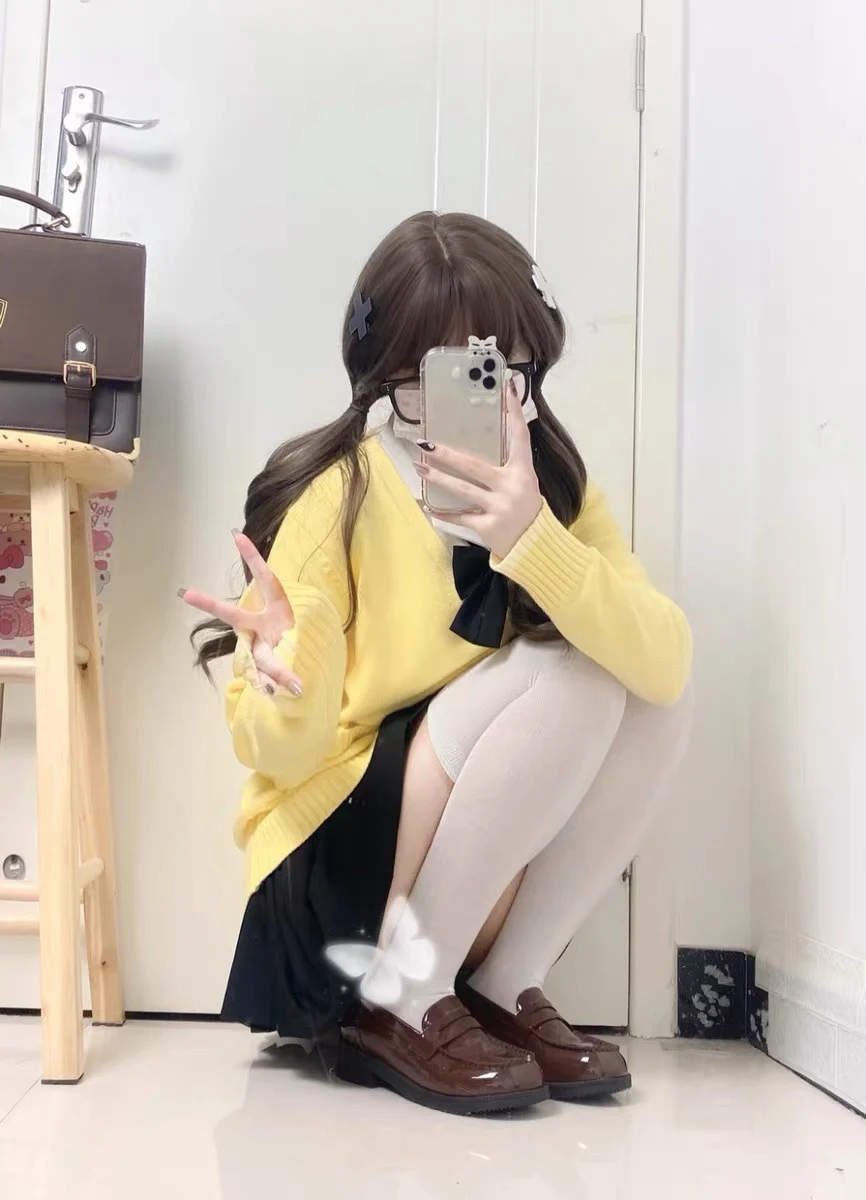 سترة تريكو نسائية جديدة موديل 2024 باللون الأصفر أنيمي أصلية JK orm متعددة الاستخدامات سترة محبوكة للكلية #2