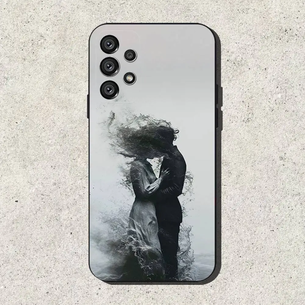 زوجين الفن قبلة النفط اللوحة حالة الهاتف لسامسونج S25، S24، S21، S22، S23، S30، الترا، S20، زائد، Fe، لايت، ملاحظة، 10,9,5G غطاء أسود