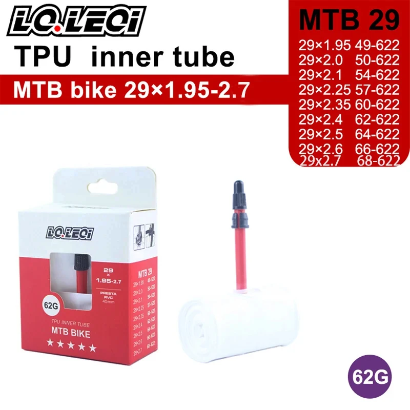 LQLEQI MTB 29 27.5 26 Inches Inner Tube Suitable for: 26/27.5/29X1.95/2.0/2.1/2.25/2.35/2.4/2.5/2.6/2.7 inch mountain bike tires