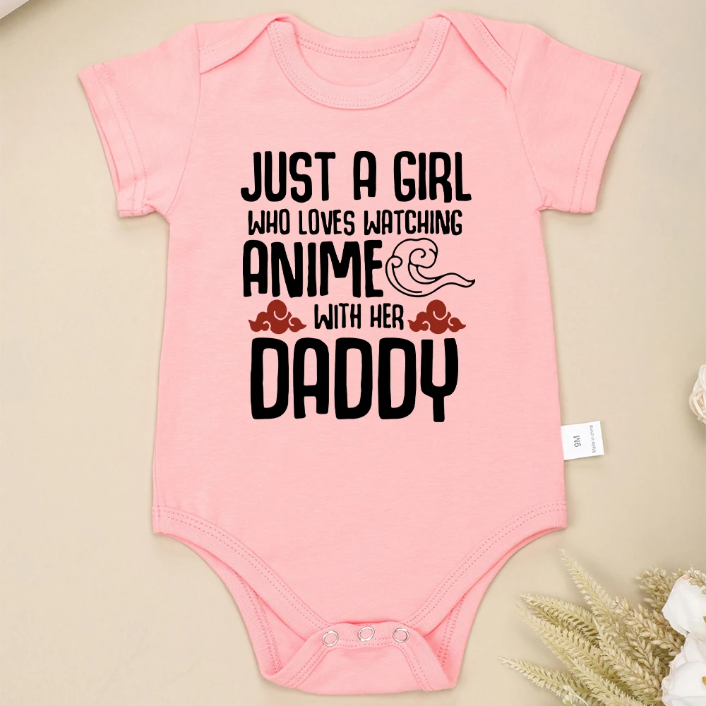 High Quality Pure Cotton Cute Baby Girl Clothes Text Printed Newborn Onesie Anime Element Fashion Infant Outfits 0 to 24 Months