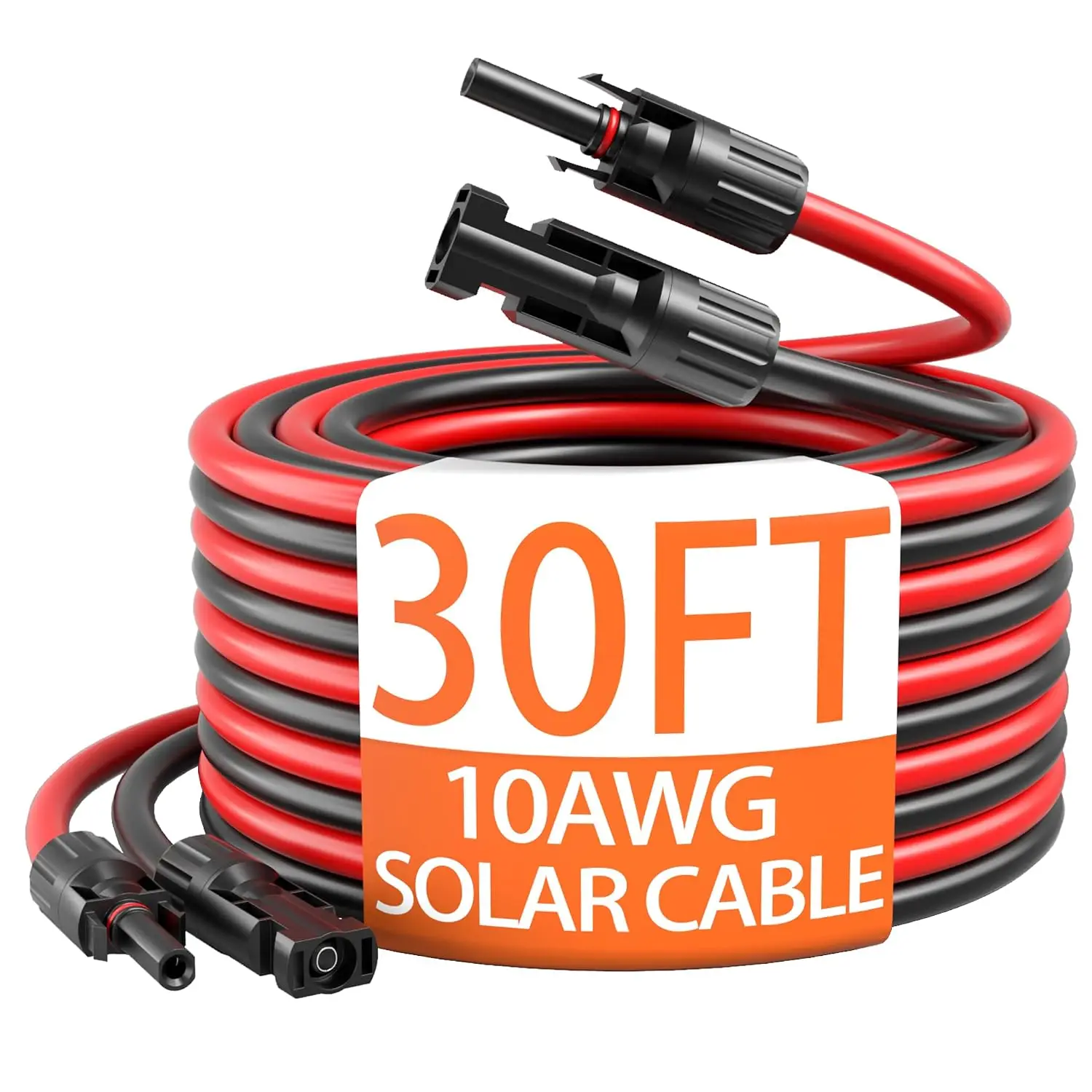 

Motriva Store energeaster 10AWG Solar Extension Cable with Pair of Connectors Solar Panel Adaptor Kit Tool, Solar Panel Extension Cable,10 Gauge Wire,Red and Black(30FT Red + 30FT Black)