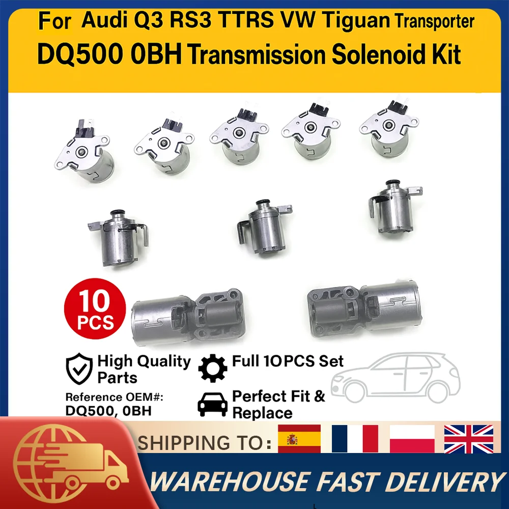 

10PCS DQ500 0BH Auto Transmission Solenoids Set For Audi Q3 RS3 TTRS VW Tiguan Scirocco Transporter DSG Gearbox High Quality