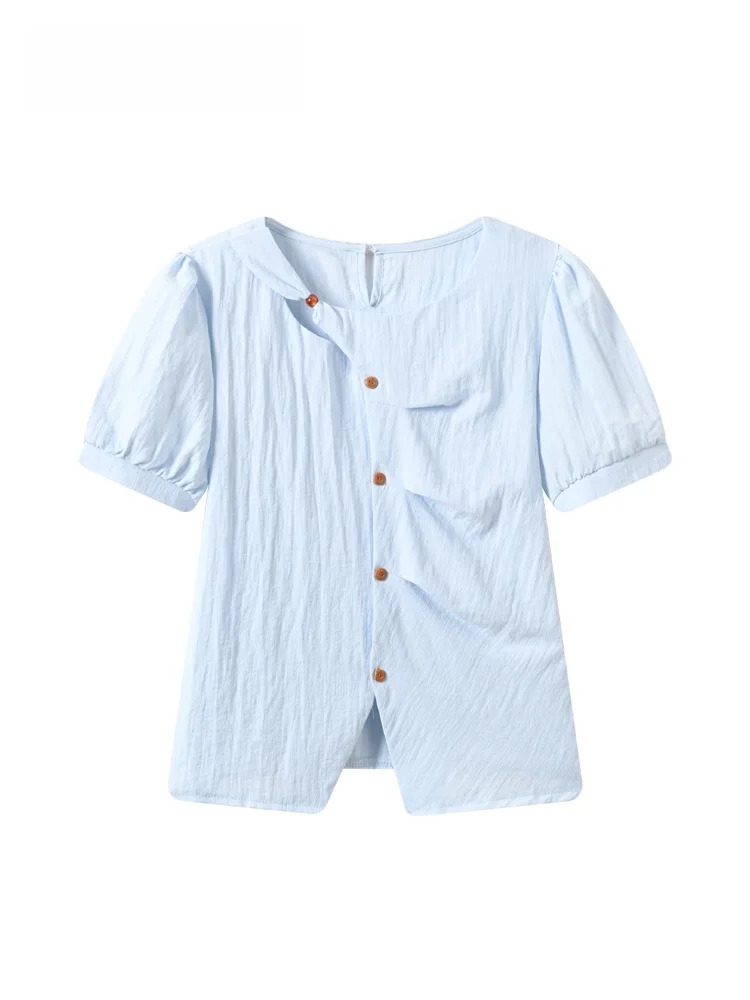 

Cara CLUB plus Size Short Sleeve Shirt Women's Summer New Style Fashion Slimming Age-Defying Asymmetrical Top