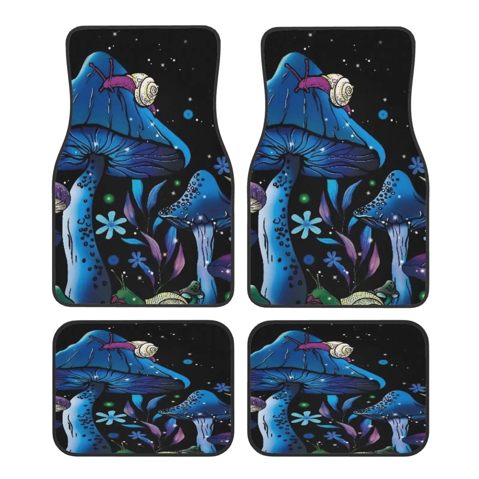 

Mushroom Snail Galaxy Print Car Floor Mats Set 4 Pcs Front and Rear Foot Mats Carpet Universal Car Accessories for SUV Van Sedan