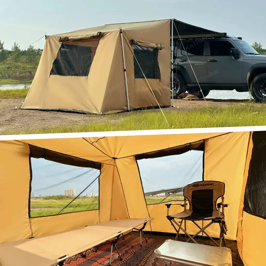 Rainproof sunshade, telescopic accessories for tents outside the room, square hatch cover, side tent, roof ridge