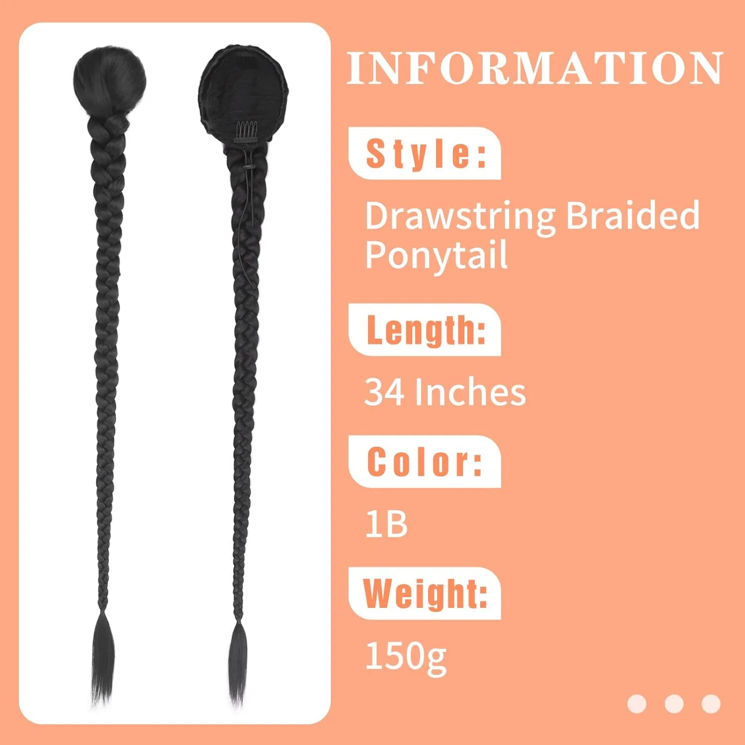 ذيل حصان طويل مضفر للنساء 34 بوصة الرباط الاصطناعي DIY ذيل حصان ياكي مستقيم كليب في الشعر التمديد للاستخدام اليومي