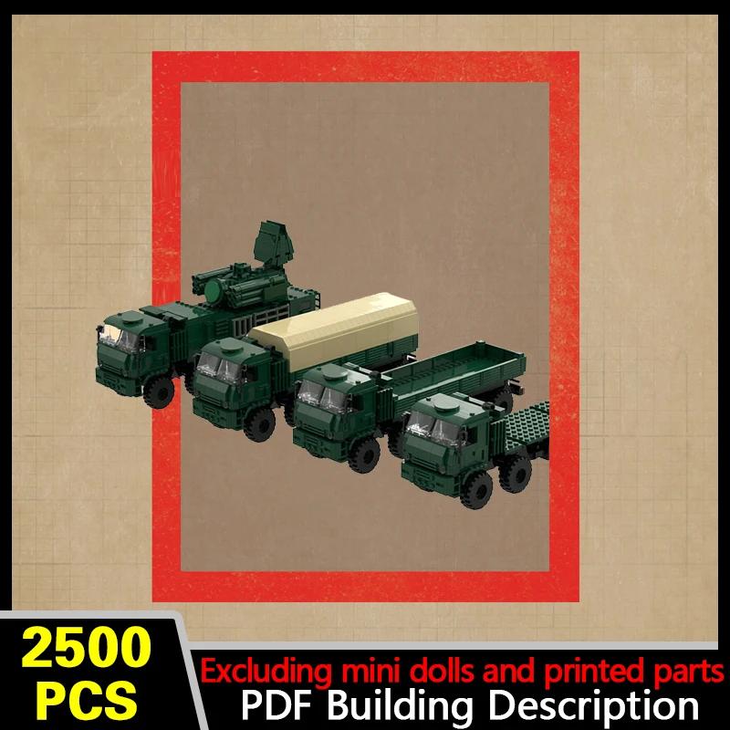 Military Transport Truck Bundle Model MOC Building Bricks War Equipment Modular Technology Gifts Holiday Assemble Toys Suit