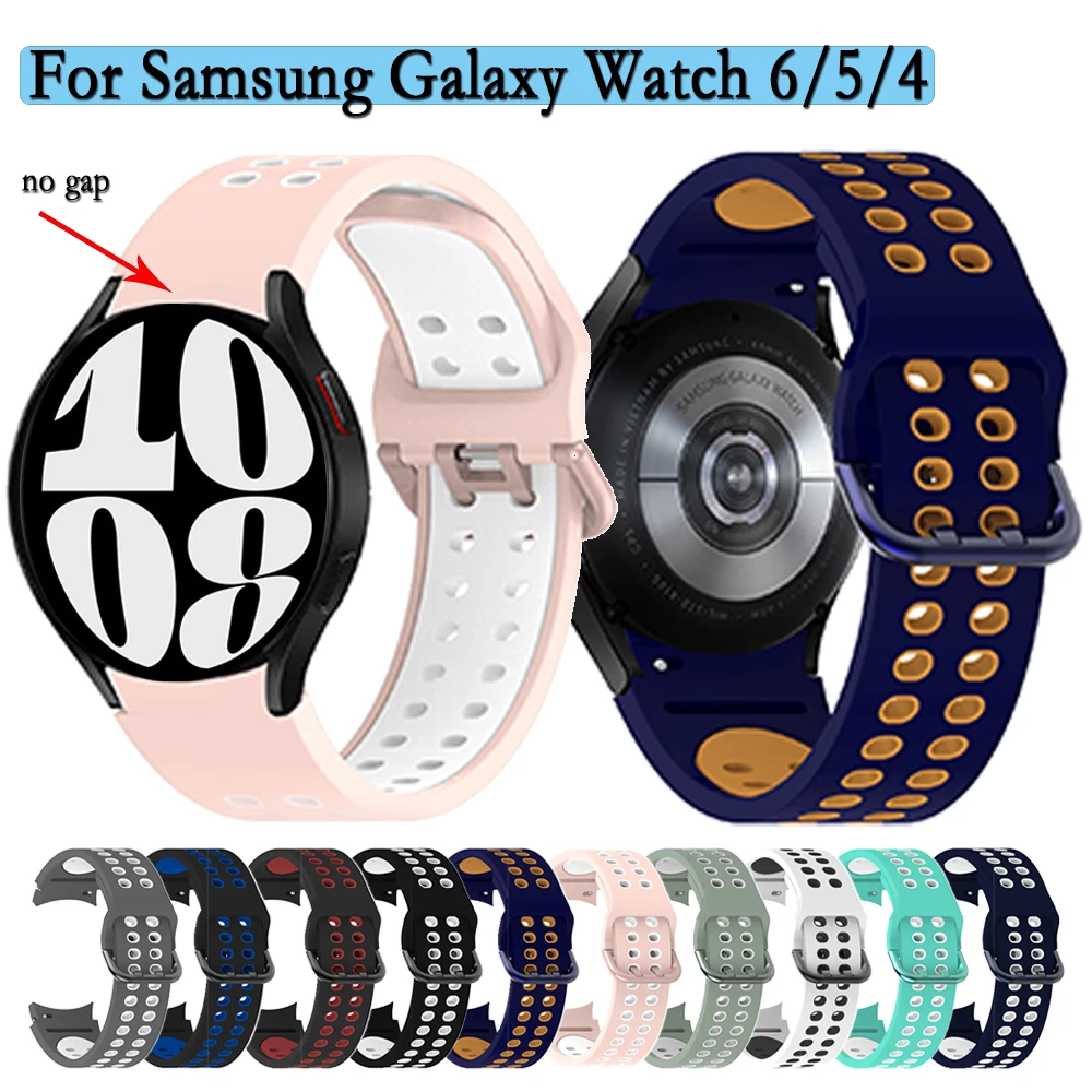 Pulseiras de relógio Samsung Galaxy Watch, Smartwatch clássico, pulseira esportiva de silicone, Galaxy Watch 6, 5, 4, 4, 20mm