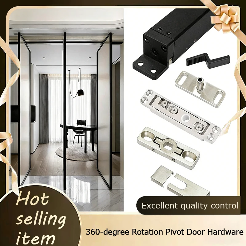 360° Rotating Pivot Door Hydraulic Closer 90° Positioning No-Groove Hardware For Aluminum Frame Wood Doors Top-Bottom Pivot