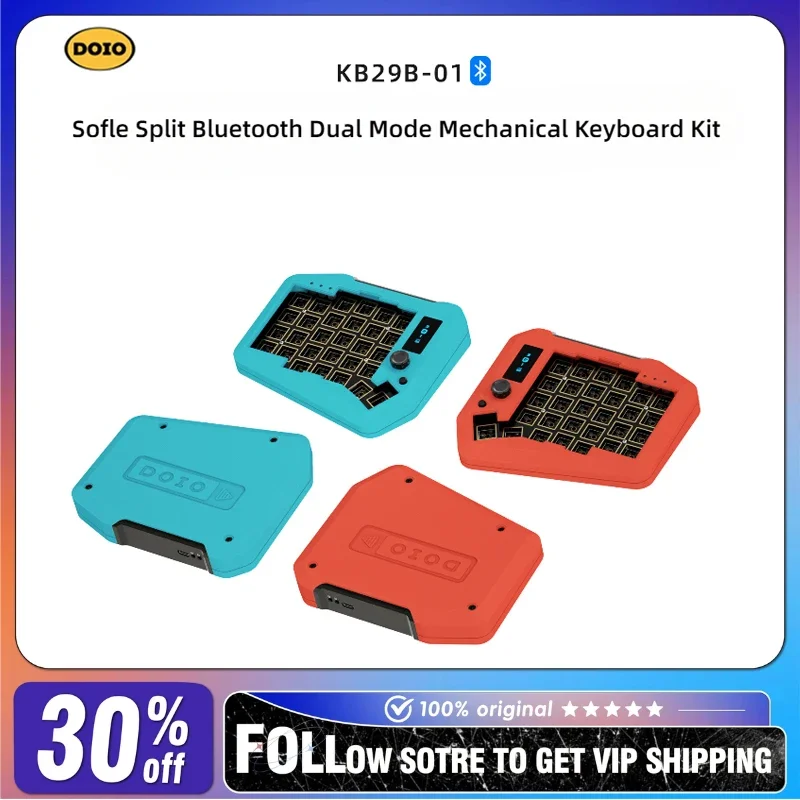 Doio KB29B-01 Sofle Split Keyboard Kit Wireless Dual Mode Aluminium Alloy Hot Swap Ergonomic OLED Screen One Handed Keyboard Kit