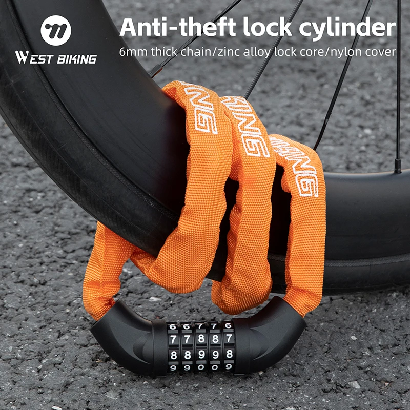 

Portable Bike Lock 5-Digit Password Anti-theft Chain Lock Thicken Alloy Steel Safety Lock MTB Road Bicycle Accessories