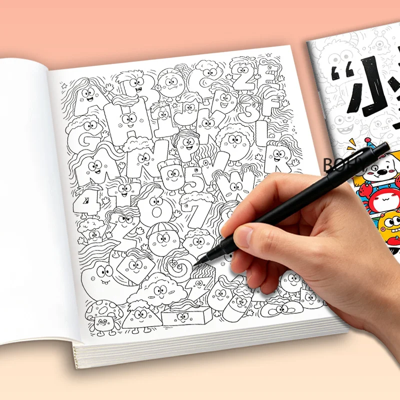 1 Intensive Simple Pen Sketching and Coloring Hand Drawn Book, 32 Pages, Adult Stress Relief, Home Fun Copying and Painting