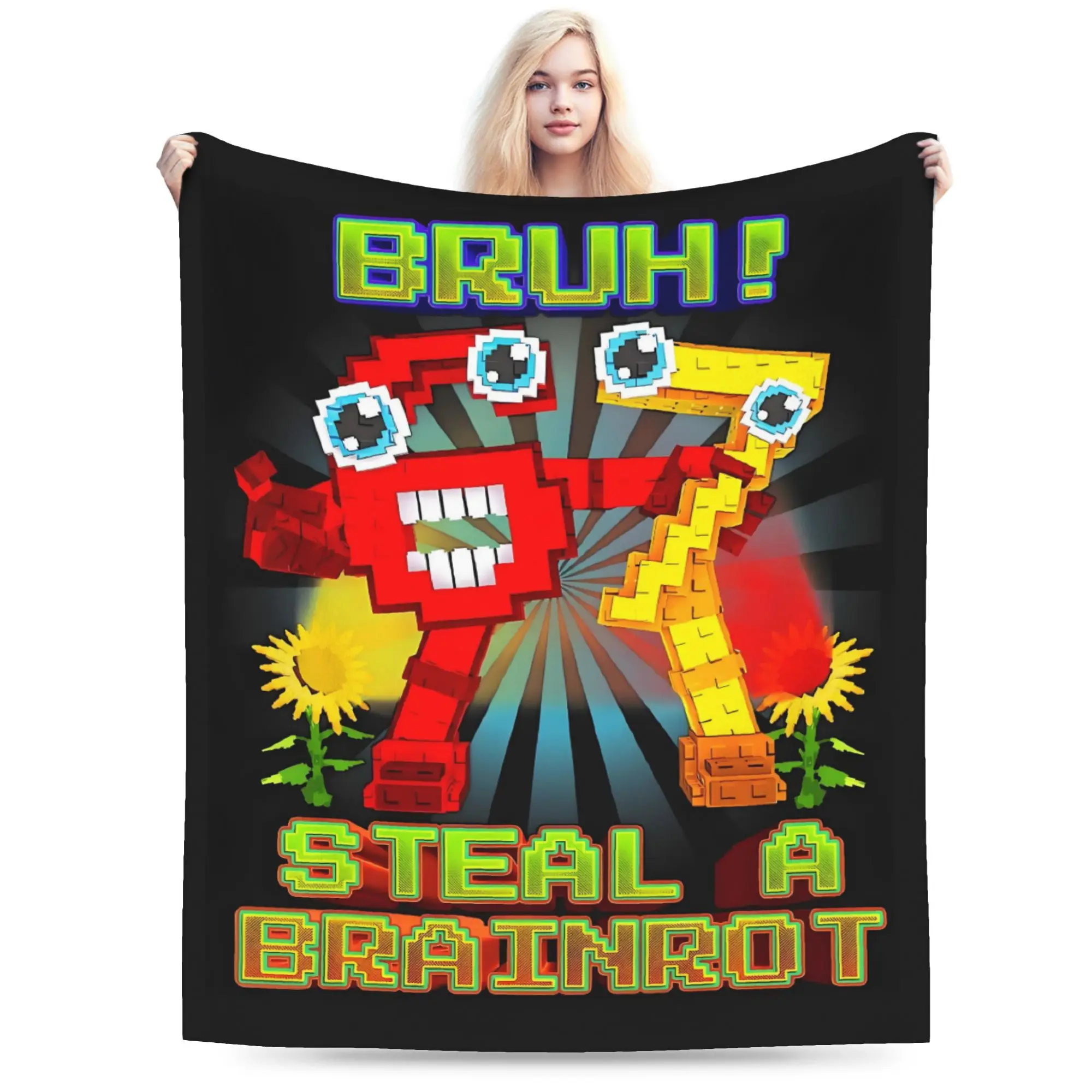 Custom Brainrot  Six Seven 6-7  Blankets Warm Flannel Bruh Secret  Throw Blanket for Bedding Couch Quilt