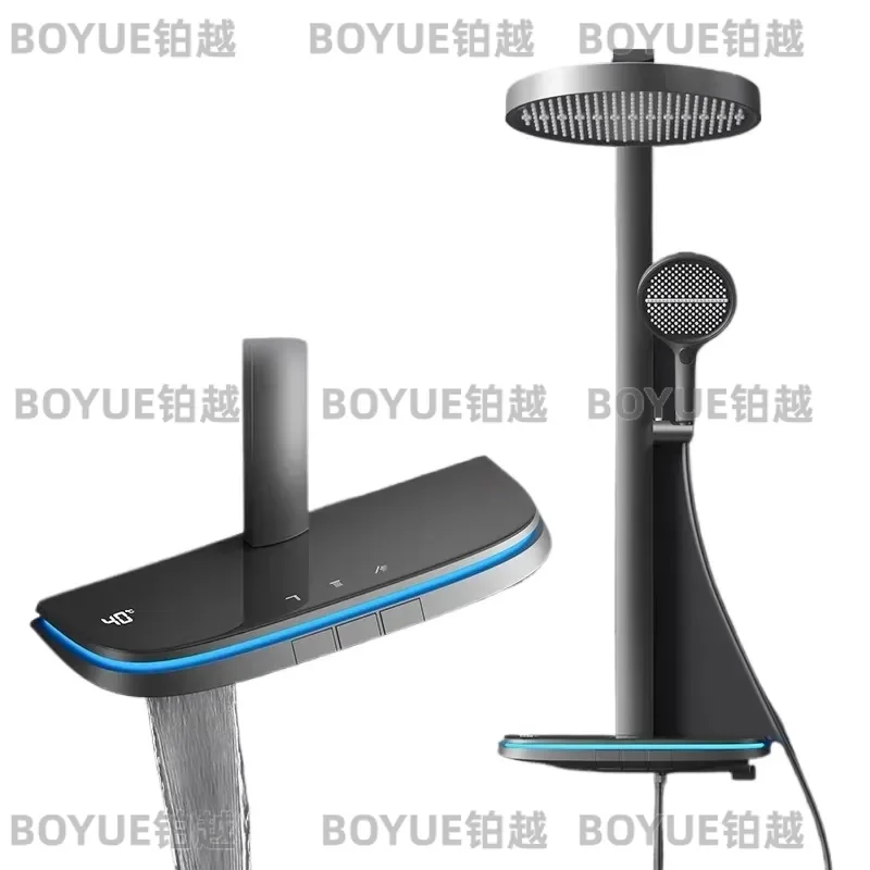 Digital Display Thermostatic Rainfall Shower Set High Pressure Hot Cold Water Mixer Bathroom Faucet Kit Home Bath Fixture