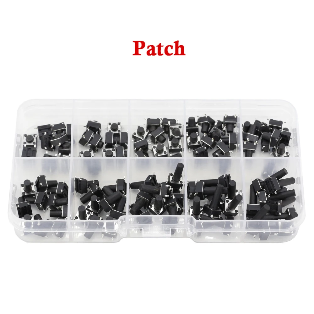 100 PCS 10 models 6*6 Versmérték Lovaglópálca Tapintható Protekció gomb Vasúti váltó készlet height: 4.3 5~16MM Acéloz 4P mikro Vasúti váltó 6x6 kulcs Vasúti váltó