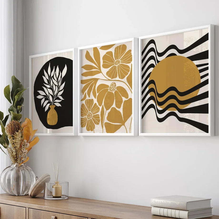 

Minimalist Flower Sun Rainbow Color Block Wall Art Nordic Posters Abstract Pictures For Living Room Decor Canvas Prints Painting
