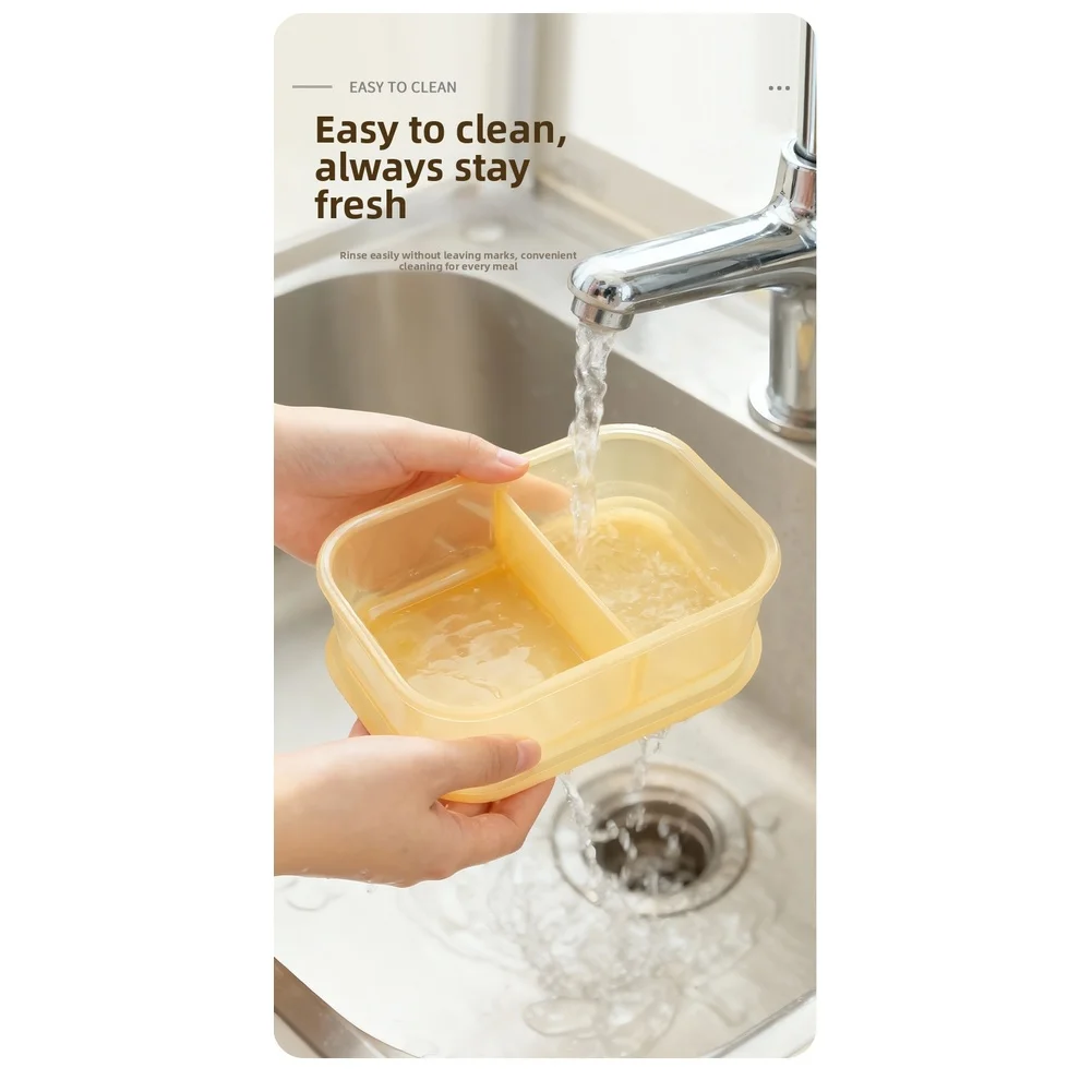 

1PC Lunch Box 20*13.8*9cm Safe Silicone Lunch Box Microwave Safe Container With 2 Or 3 Compartments Leak Food Storage Boxes