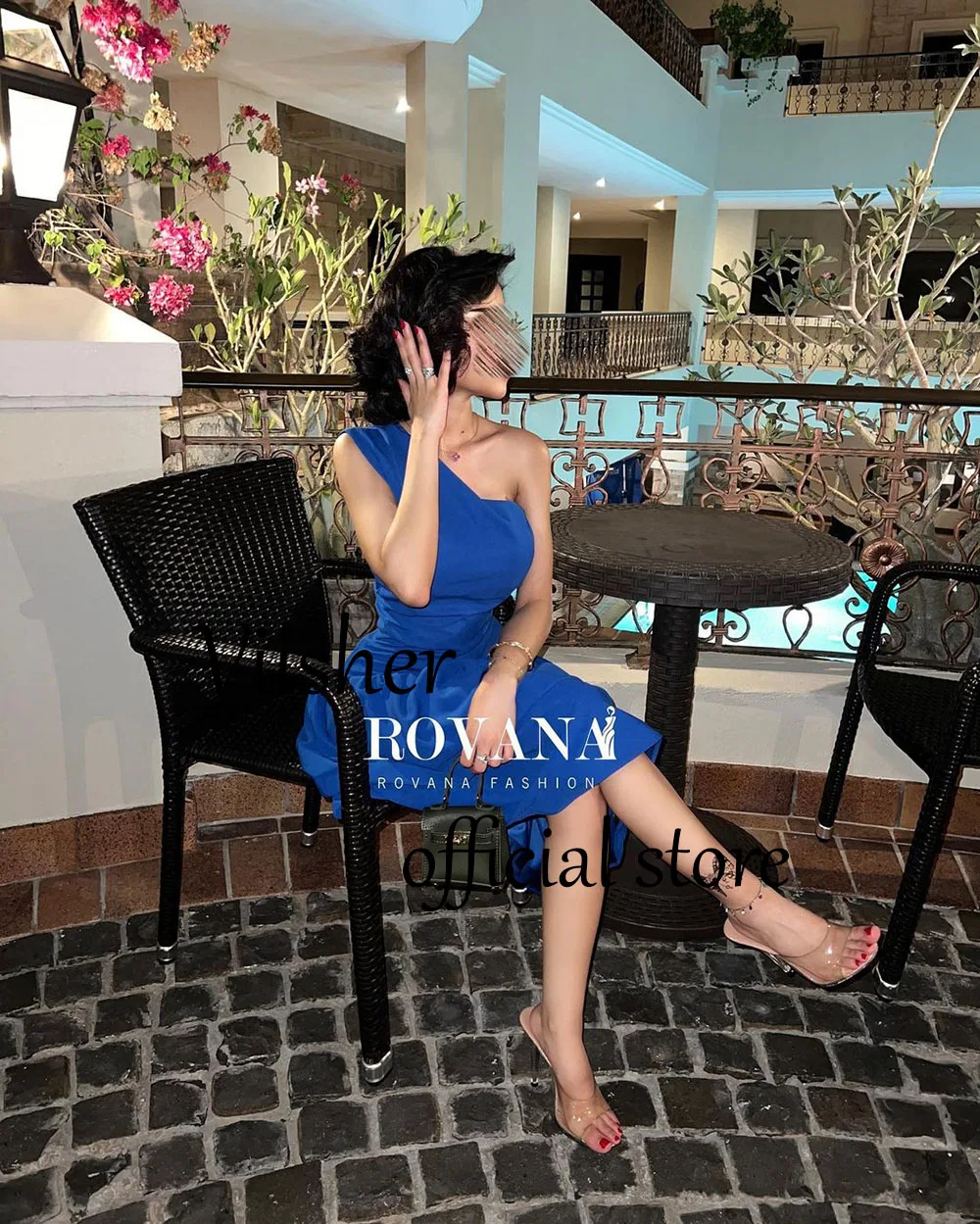 Gaun Prom putri duyung biru gaun pesta Formal Dubai Arab Satin lipit satu bahu gaun acara panjang teh