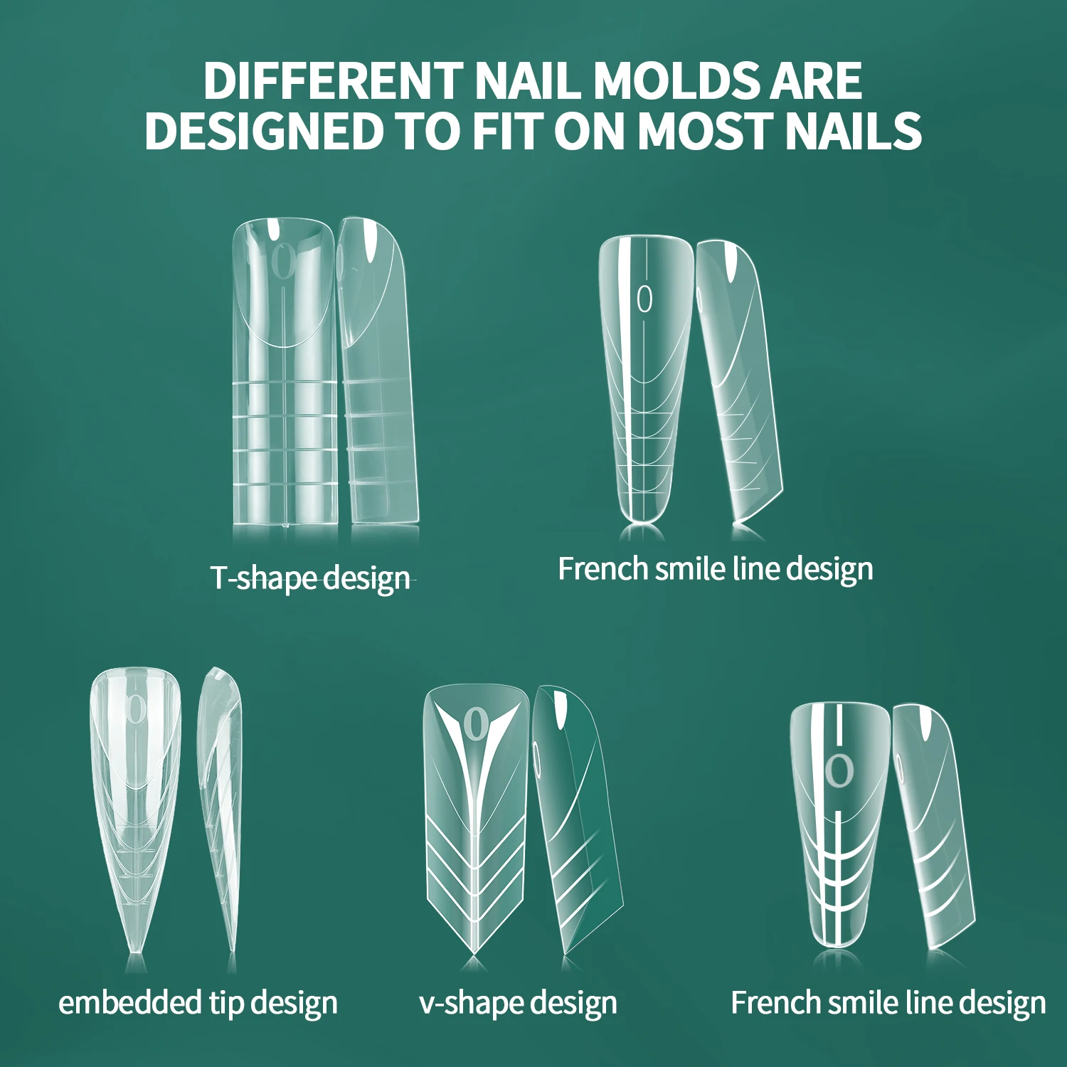 NAILPOP Frech مسمار أشكال مزدوجة مجموعة واضح غطاء كامل بناء سريع هلام قالب نصائح وصلات لإطالة الأظافر نصائح قوالب 75/150 قطعة