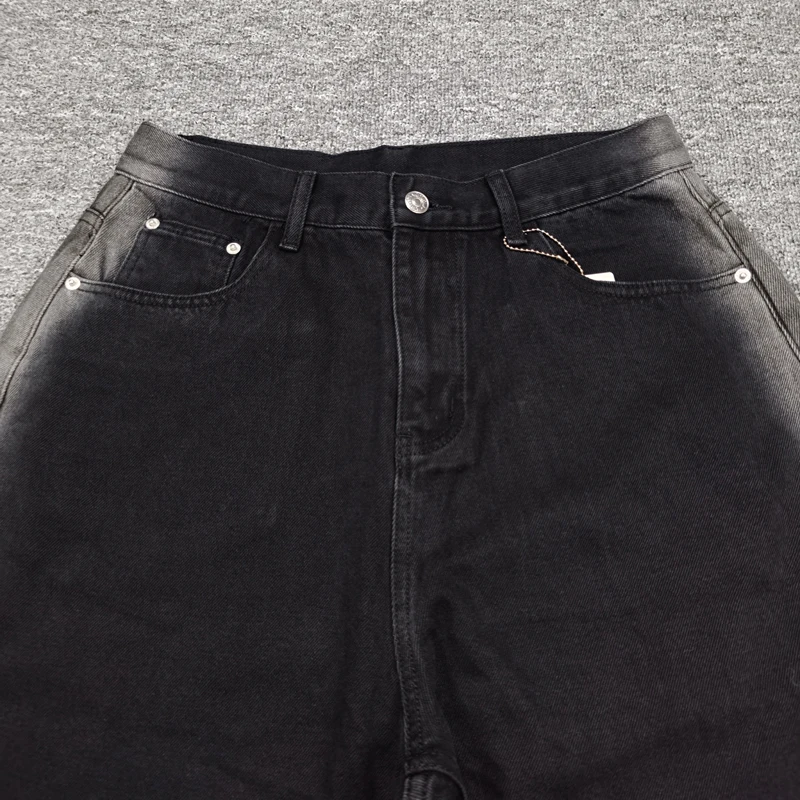 26SS New High Quality Men's Mertre Jeans High Street Trend Printed Loose Straight Pants Stock