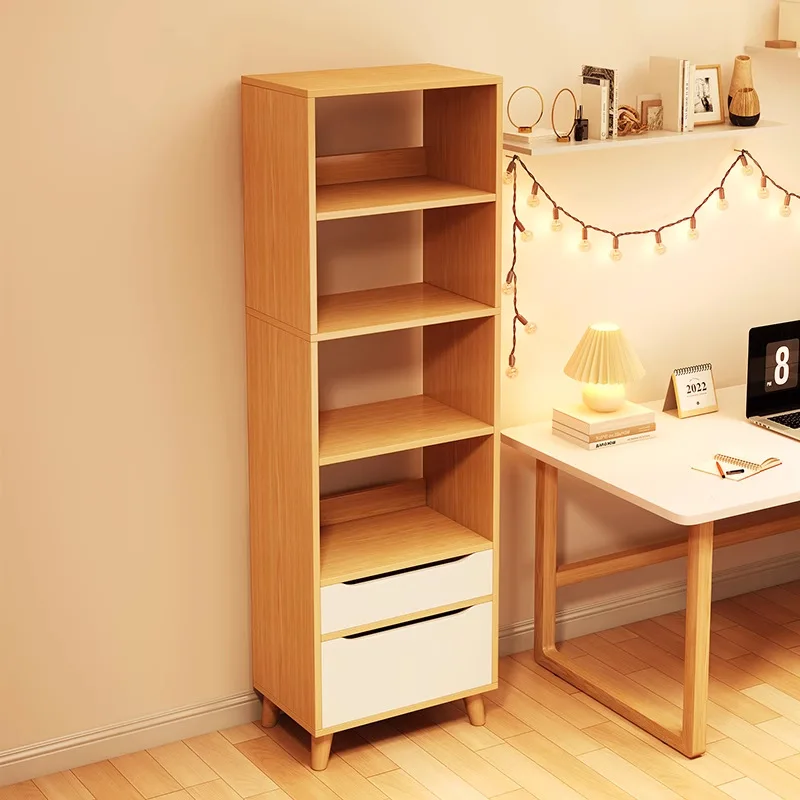 Simple bookshelf Floor shelf Living room Simple modern bookcase Student household cabinet Solid wood bookcase Storage rack
