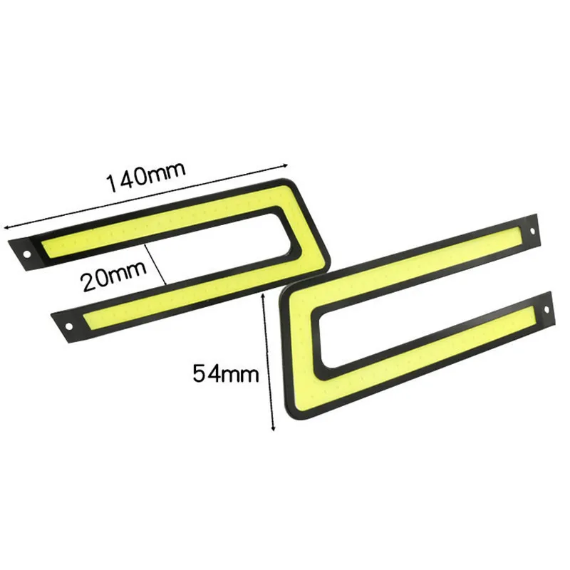 U รูปร่างรถ COB LED Light Auto DC 12V Bright LED ภายนอกรถจัดแต่งทรงผม DRL Daytime Running Light สำหรับขับรถหมอกโคมไฟ