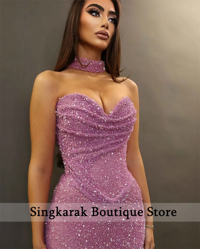 Sparkly Blue Dubai Evening Dresses 2025 Wedding Party Dresses Lace-Up Floor-Length Prom Gown فساتين سهرة Customized