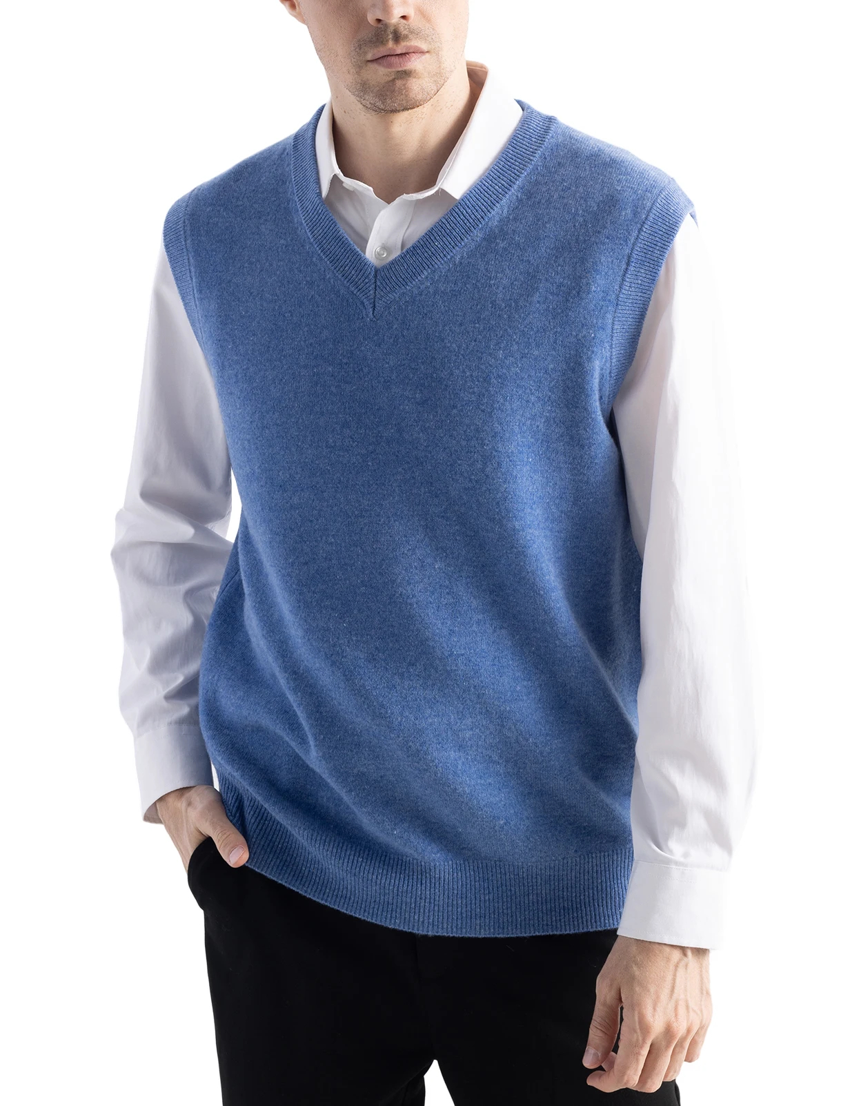 

Мужской кашемировый вязаный жилет из 100% мериносовой шерсти, свитер для мужчин, вязаный жилет на осень-зиму, мягкий топ без рукавов, теплый пуловер, базовый