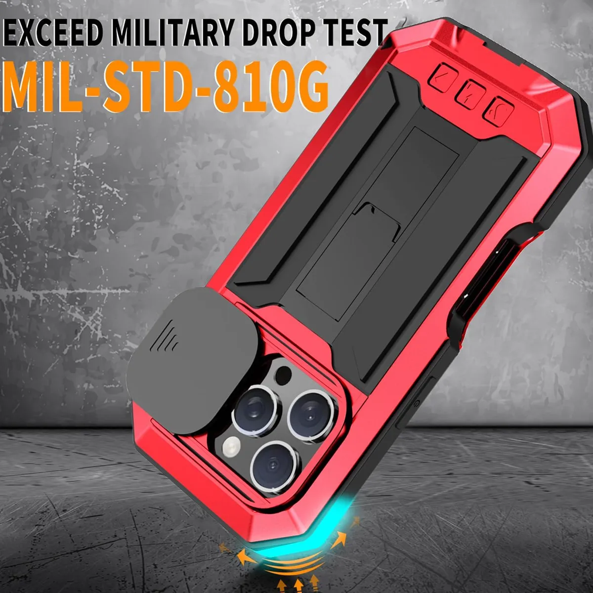 Military Heavy Duty Metal Case for iPhone 13 14 15 16 17 Pro Max Slide Camera Built-in Screen Protector Full Body Hybrid Cover