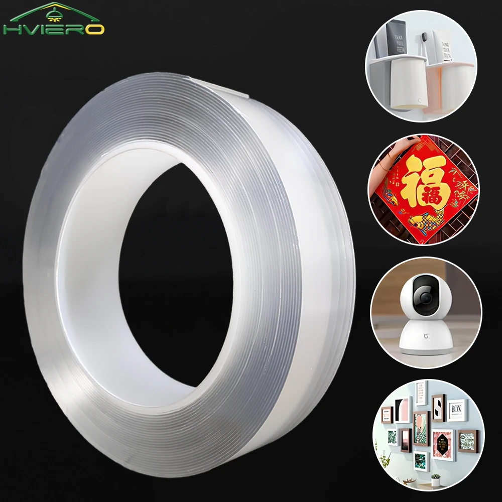 Nano Tape Waterproof Wall Stickers Reusable Heat Resistant Bathroom For Home Kitchen Decoration Transparent Double Sided Monster