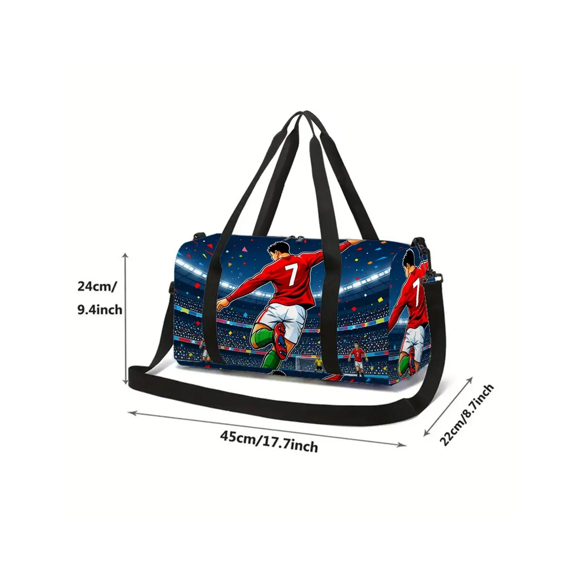 Football Print School Travel Bag Large Capacity Luggage Bag 2D Flat Cartoon Best Gift for Boys Girls Fashion Style