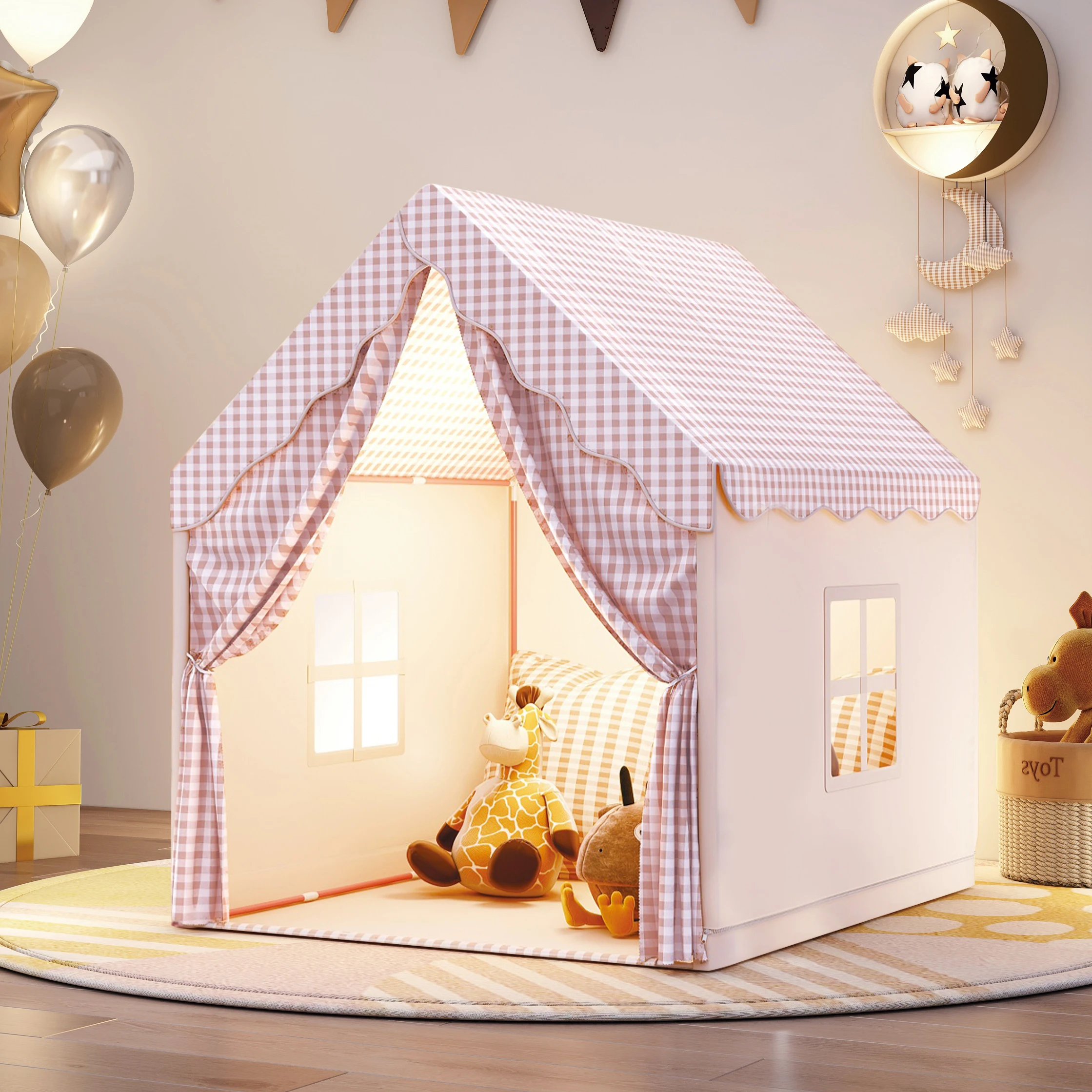 [Recréation en plein air] Tente de jeu amusante pour enfants, tente de château de jouet de conte de fées de princesse, jouets de simulation exquis, base secrète pour enfants, tente de jouet de plage, cas de jeu portable, grand cadeau de Noël et d'anniversaire, accessoires non inclus