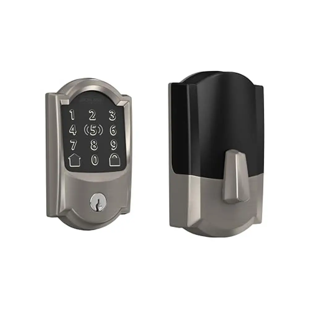 WiFi Smart Lock Schlage Encode Plus Keyless Entry Touchscreen Door Lock with Camelot Trim Satin Nickel Secure and Convenient