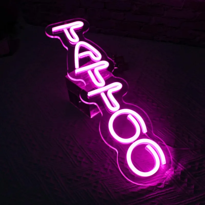 Pink Tattoo Neon Wall Decoration Dimmable LED Signs Beauty Salon Neon Hanging Neon Signs for Bars Club Office Rec Room USB