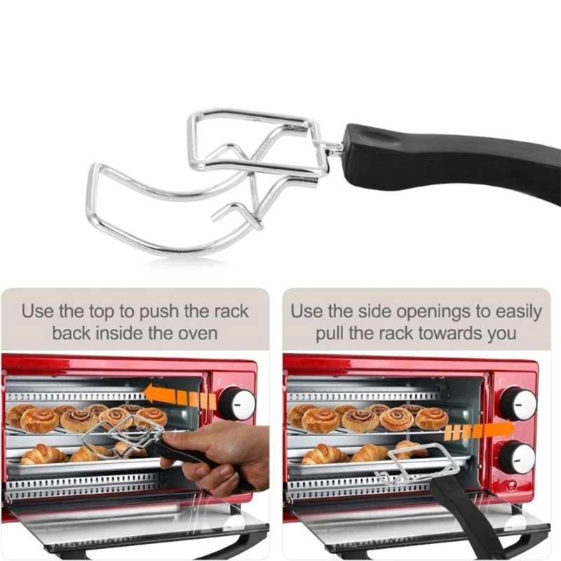 Oven Tray Remover with Heat Resistant Handle, Metal Clip Tool for Pulling Hot Baking Trays and Oven Racks from Oven and Grill Du